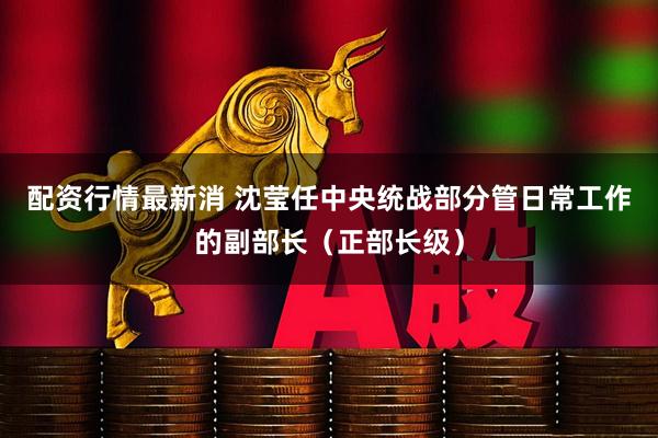 配资行情最新消 沈莹任中央统战部分管日常工作的副部长（正部长级）